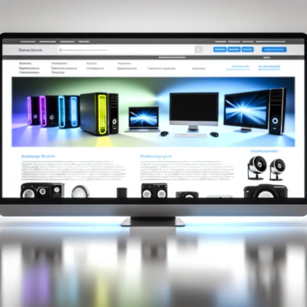 Nowoczesny interfejs sklepu komputerowego online na ekranach urządzeń