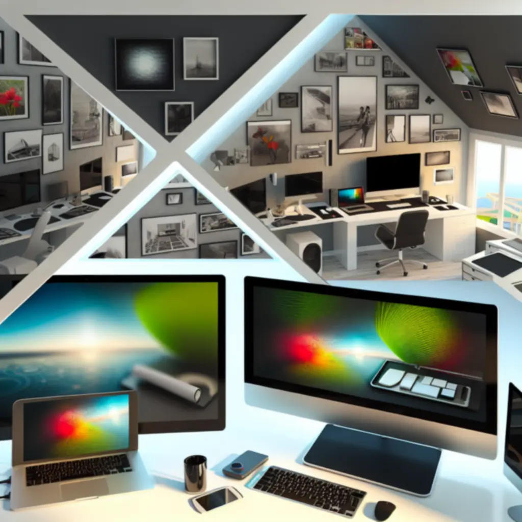 Nowoczesne stanowisko komputerowe w domu z monitorem i akcesoriami